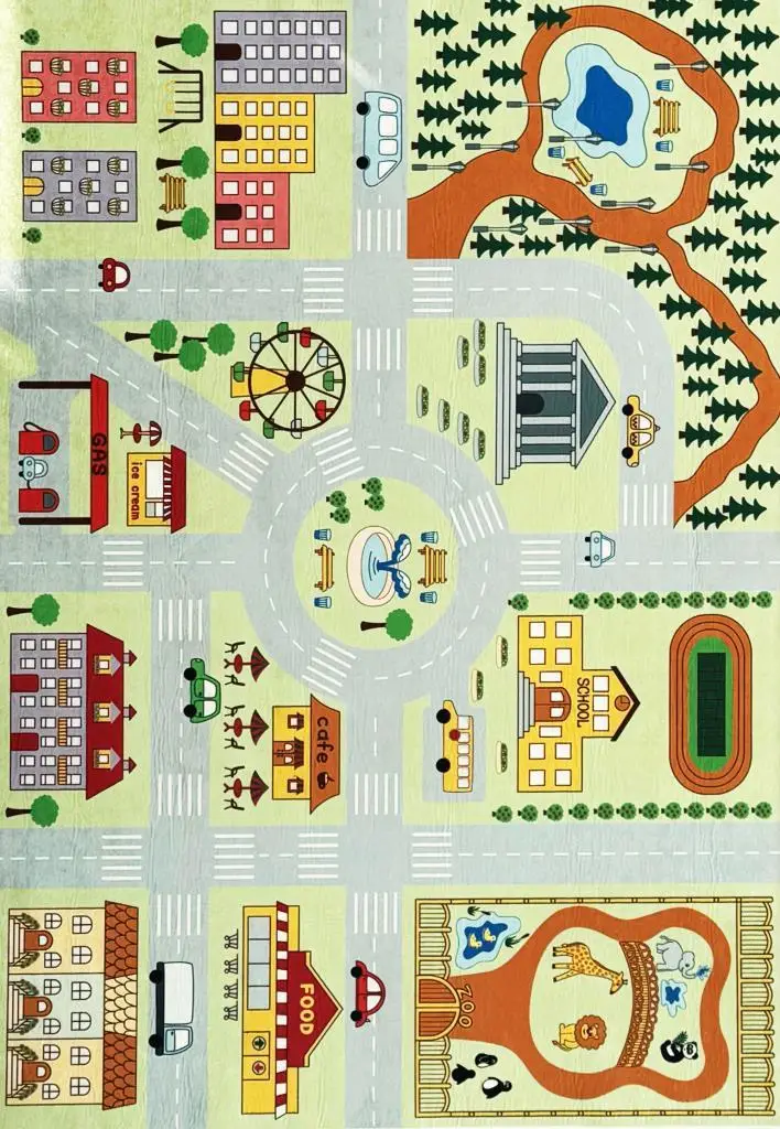 Çocuk Bebek odası eğitici oyun Halısı Trafik temalı Yeşil Gri Halı Kaymaz Taban Yıkanabilir Çocuk Bebek odası eğitici oyun Halısı Trafik temalı Yeşil Gri Halı Kaymaz Taban Yıkanabilir