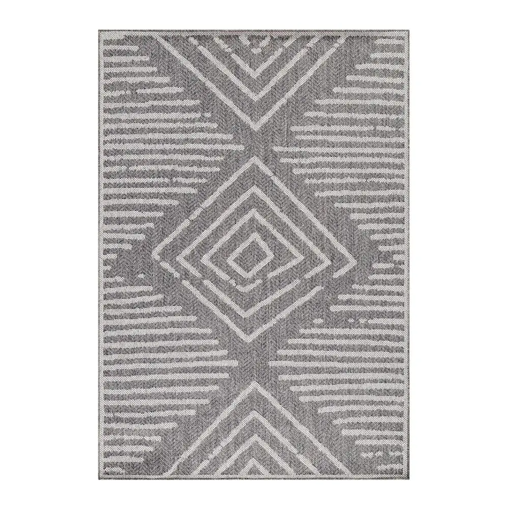İç ve Dış Mekan Teras Balkon Mutfak Salon Halısı Sisal Hasır görünümlü çizgi karo desenli Gri Halı İç ve Dış Mekan Teras Balkon Mutfak Salon Halısı Sisal Hasır görünümlü çizgi karo desenli Gri Halı