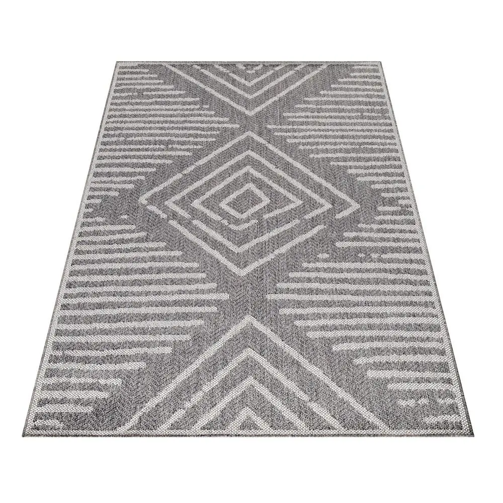 İç ve Dış Mekan Teras Balkon Mutfak Salon Halısı Sisal Hasır görünümlü çizgi karo desenli Gri Halı İç ve Dış Mekan Teras Balkon Mutfak Salon Halısı Sisal Hasır görünümlü çizgi karo desenli Gri Halı