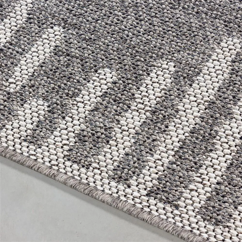 İç ve Dış Mekan Teras Balkon Mutfak Salon Halısı Sisal Hasır görünümlü çizgi karo desenli Gri Halı İç ve Dış Mekan Teras Balkon Mutfak Salon Halısı Sisal Hasır görünümlü çizgi karo desenli Gri Halı