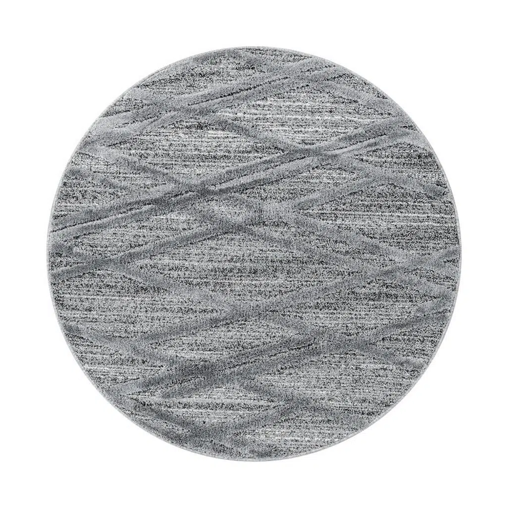 Yuvarlak Salon Oda Mutfak Çocuk Halısı Bukle Taban kabartma 3D çizgi desenli Halı Gri