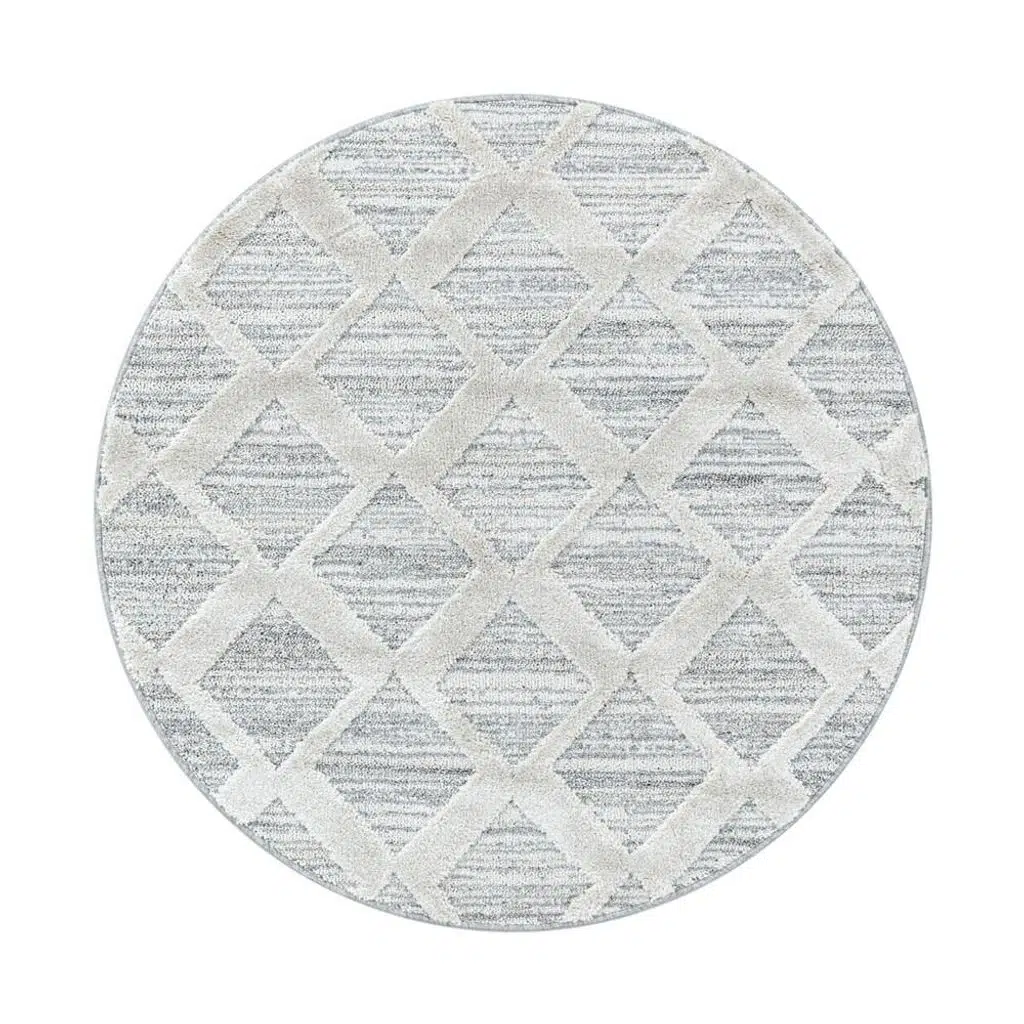 Yuvarlak Salon Oda Mutfak Çocuk Halısı Bukle Taban kabartma 3D Zigzak desenli Halı Gri